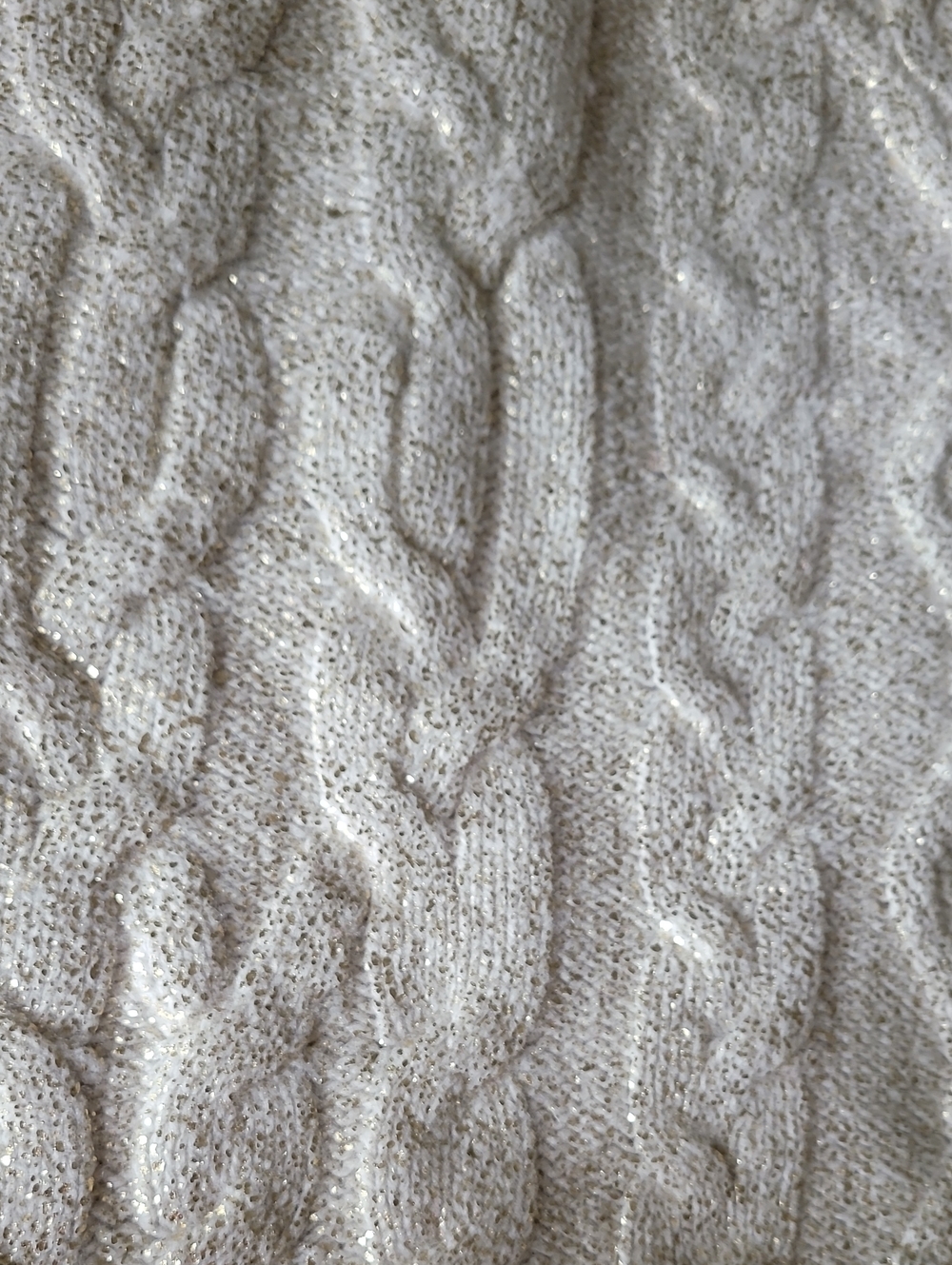 Ann Taylor LOFT Metallic Gold Wool Blend Cable Knit Crewneck Sweater - Picture 12 of 13
